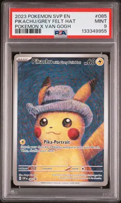 2023 Pokemon Black Star Pikachu/Grey Felt Hat #085 MINT PSA 9 Pokemon X Van Gogh - Image 1