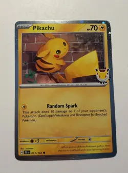 Pokemon Pikachu Stamped Holo Promo 051/162 2026 30th Anniversary TCG NM - Image 1
