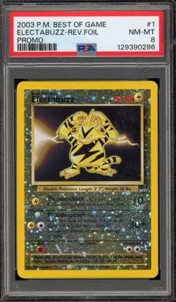 Pokemon Electabuzz Best of Game Reverse Holo Promo #1 PSA 8 - Image 1