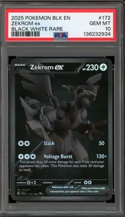 Pokemon Zekrom ex Black Bolt Black White Rare #172 PSA 10 Gem Mint - Image 1