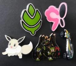 5 X Pokemon Pin Badge Radiant Eevee Zygarde Inteleon Champions Path League Gym - Image 1