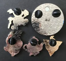 5 X Pokemon Pin Badge Surfing Flying Pikachu Morpeko Mr Rime Polteageist 2022 - Image 2