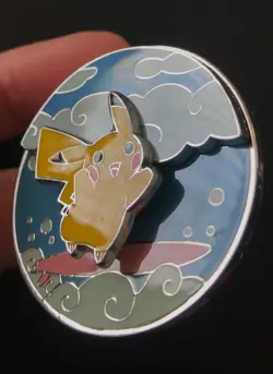 5 X Pokemon Pin Badge Surfing Flying Pikachu Morpeko Mr Rime Polteageist 2022 - Image 4