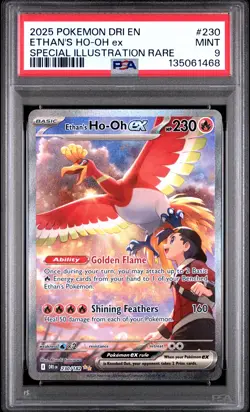 2025 POKEMON DRI EN-DESTINED RIVALS #230 ETHAN'S HO-OH EX PSA 9 - Image 1