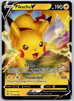 Pikachu V 043/185 (NM) - SWSH04: Vivid Voltage - Ultra Rare - Pokemon TCG - Image 1