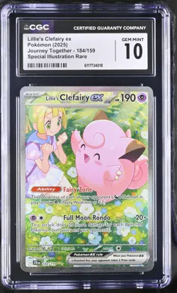 2025 Pokemon Lillie's Clefairy ex Journey Together 184/159 SIR CGC GEM MINT 10 - Image 1