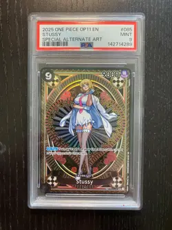 2025 ONE PIECE OP11-A FIST OF DIVINE SPEED SPECIAL ALTERNATE ART STUSSY PSA 9 - Image 1