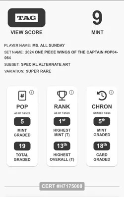 One Piece TCG | Ms. All Sunday SP | Wings of the Captain | OP04-064 | TAG 9 - Image 2