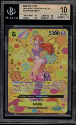 One Piece CCG Nami Emperors in the New World OP08-106 BGS 10 Pristine - Image 1