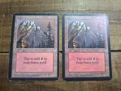 MTG - 2x BETA Edition - Mountain Basic Land - - Image 1