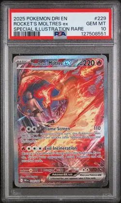 Team Rocket's Moltres EX SIR 2025 Pokemon Destined Rivals #229 PSA 10 GEM MINT - Image 1