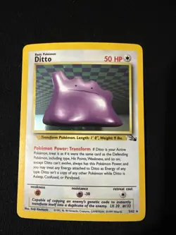 Ditto 3/62 Unlimited Holo Rare WotC Pokemon Fossil - Image 1