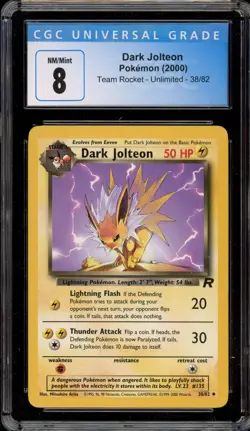 Pokemon Dark Jolteon Team Rocket Unlimited #38 CGC 8 - Image 1