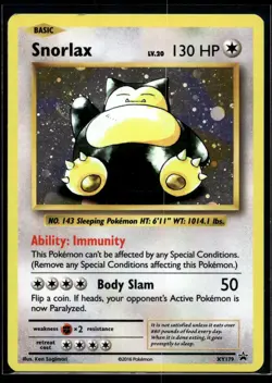 2016 Pokemon XY BSP Xy179 Snorlax Holo LP - Image 1