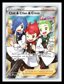 💥 Pokemon TCG Chili & Cilan & Cress 258/264 Full Art Holo Rare Fusion Strike - Image 1