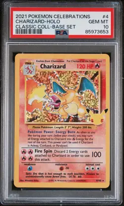 2021 Pokemon Celebrations Charizard-Holo Classic Coll. #4 GEM MT PSA 10 Base Set - Image 1