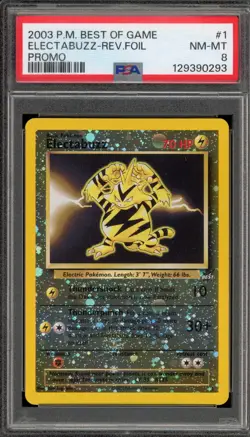 Pokemon Electabuzz Best of Game Reverse Holo Promo #1 PSA 8 - Image 1