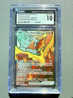 2025 POKEMON DRI EN-DESTINED RIVALS ULTRA RARE TEAM ROCKET'S MOLTRES EX CGC 10 - Image 1