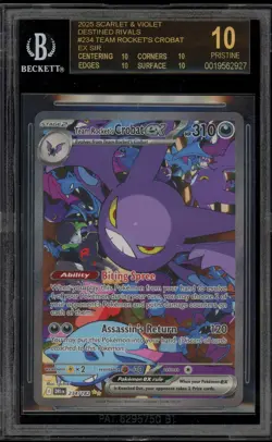 Pokemon Team Rocket's Crobat ex Destined Rivals SIR #234 BGS 10 BLACK LABEL - Image 1