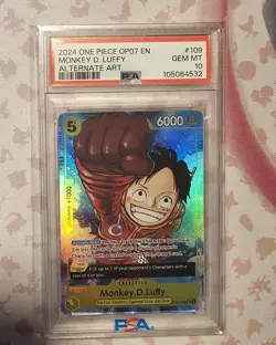2024 One Piece English Op07-109 Monkey D Luffy Alt Art SR PSA 10 - Image 1