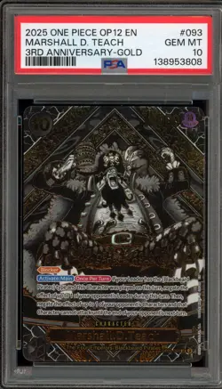 One Piece CCG Marshall.D.Teach 3rd Anniversary Gold OP09-093 PSA 10 Gem Mint - Image 1