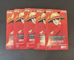 One Piece (OP-13) Carrying on His Will Sleeved Booster Packs Lot of 5 Bandai New - Image 1