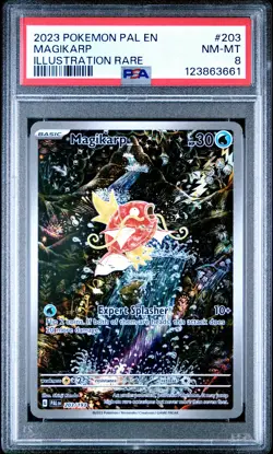 2023 Pokemon Paldea Evolved Magikarp #203 NM-MT PSA 8 Illustration Rare - Image 1