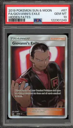 Pokemon Giovanni's Exile Hidden Fates Full Art #67 PSA 10 Gem Mint - Image 1