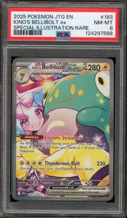 Pokemon Iono's Bellibolt ex Journey Together SIR #183 PSA 8 - Image 1