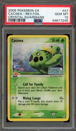 Pokemon Cacnea EX Crystal Guardians Reverse Holo #47 PSA 10 Gem Mint - Image 1