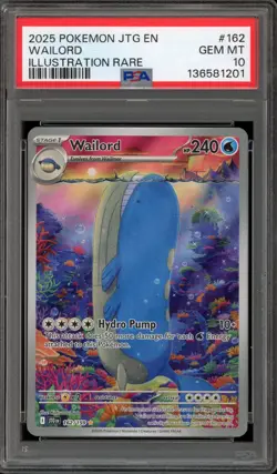 Pokemon Wailord Journey Together Illustration Rare #162 PSA 10 Gem Mint - Image 1