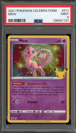 Pokemon Mew Celebrations Holo Rare #011 PSA 9 Mint - Image 1