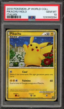Pokemon Pikachu World Coll. ITALIAN Holo PSA 10 Gem Mint - Image 1