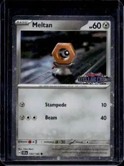 2024 Pokemon Stellar Crown Meltan Promo Stamp Cosmos Holo #102/142 - Image 1