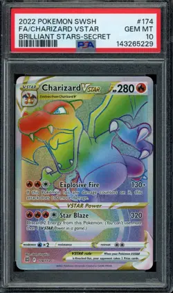 PSA 10 Charizard VSTAR 174/172 Brilliant Stars Rainbow Pokemon Gem Mint - Image 1