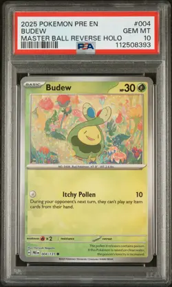 2025 POKEMON PRE EN-PRISMATIC EVOLUTIONS MASTER BALL REVERSE HOLO BUDEW PSA 10 - Image 1