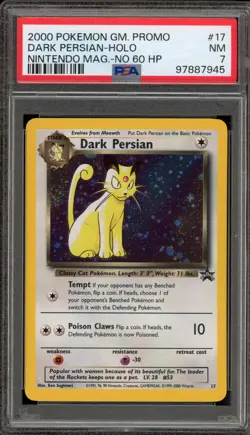 Pokemon Dark Persian Nintendo Magazine NO 60 HP Holo Promo #17 PSA 7 - Image 1