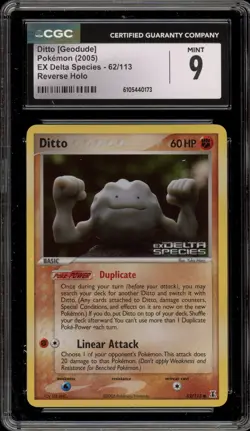 Pokemon Ditto [Geodude] EX Delta Species Reverse Holo #62 CGC 9 Mint - Image 1