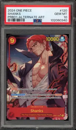 One Piece CCG Shanks PRB01 Alternate Art OP01-120 PSA 10 Gem Mint - Image 1
