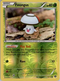 Foongus 12/114 Reverse Holo Pokemon Card English XY Steam Siege Played - Image 1
