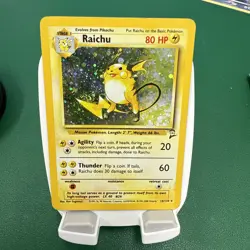 Pokemon Cards Raichu 16/130 Base Set 2 WOTC Holo Rare TAIL SWIRL + Magnetic Case - Image 1