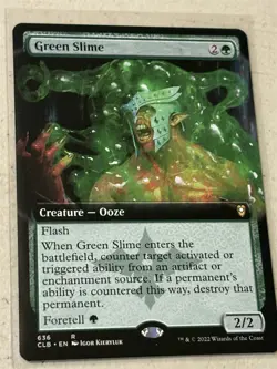 mtg borderless Green Slime w/ flash, Commander Legends Baldur's Gate, unplayed - Image 1