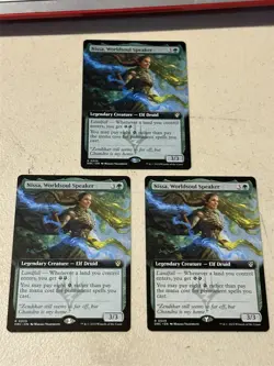 3 x mtg borderless Nissa Worldsoul Speaker, Aetherdrift Commander, unplayed - Image 1