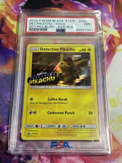 2019 Pokemon SM Black Star #SM190 Detective Pikachu - Holo PSA 9 - Image 1