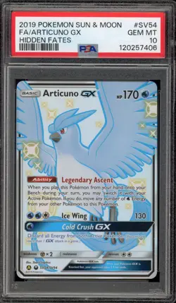 Pokemon Articuno GX Hidden Fates Full Art #SV54 PSA 10 Gem Mint - Image 1