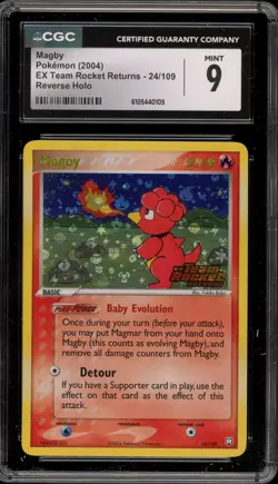 Pokemon Magby EX Team Rocket Returns Reverse Holo Rare #24 CGC 9 Mint - Image 1
