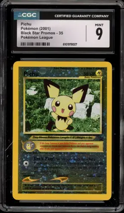 Pokemon Pichu League Black Star Reverse Holo Promo #35 CGC 9 Mint - Image 1