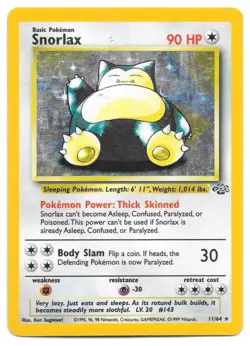 1999 Pokemon TCG Snorlax Jungle 11/64 Holo Unlimited Holo Rare HP Vintage - Image 1