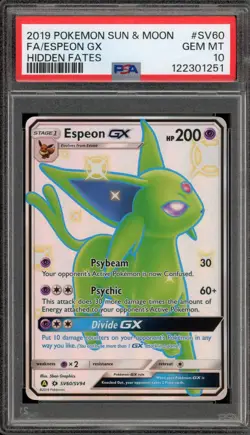 Pokemon Espeon GX Hidden Fates Full Art #SV60 PSA 10 Gem Mint - Image 1