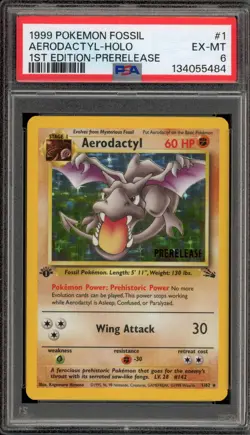 Pokemon Aerodactyl Fossil 1st Edition Prelease Holo Rare Promo #1 PSA 6 - Image 1